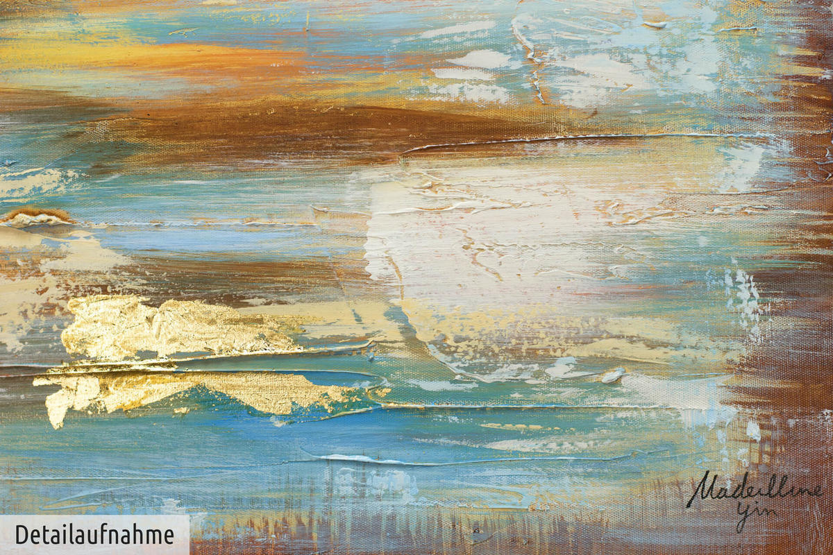 ACRYLBILD HANDGEMALT 60/60 cm - Blau/Braun, Holz/Textil (60/60cm) - KUNSTLOFT
