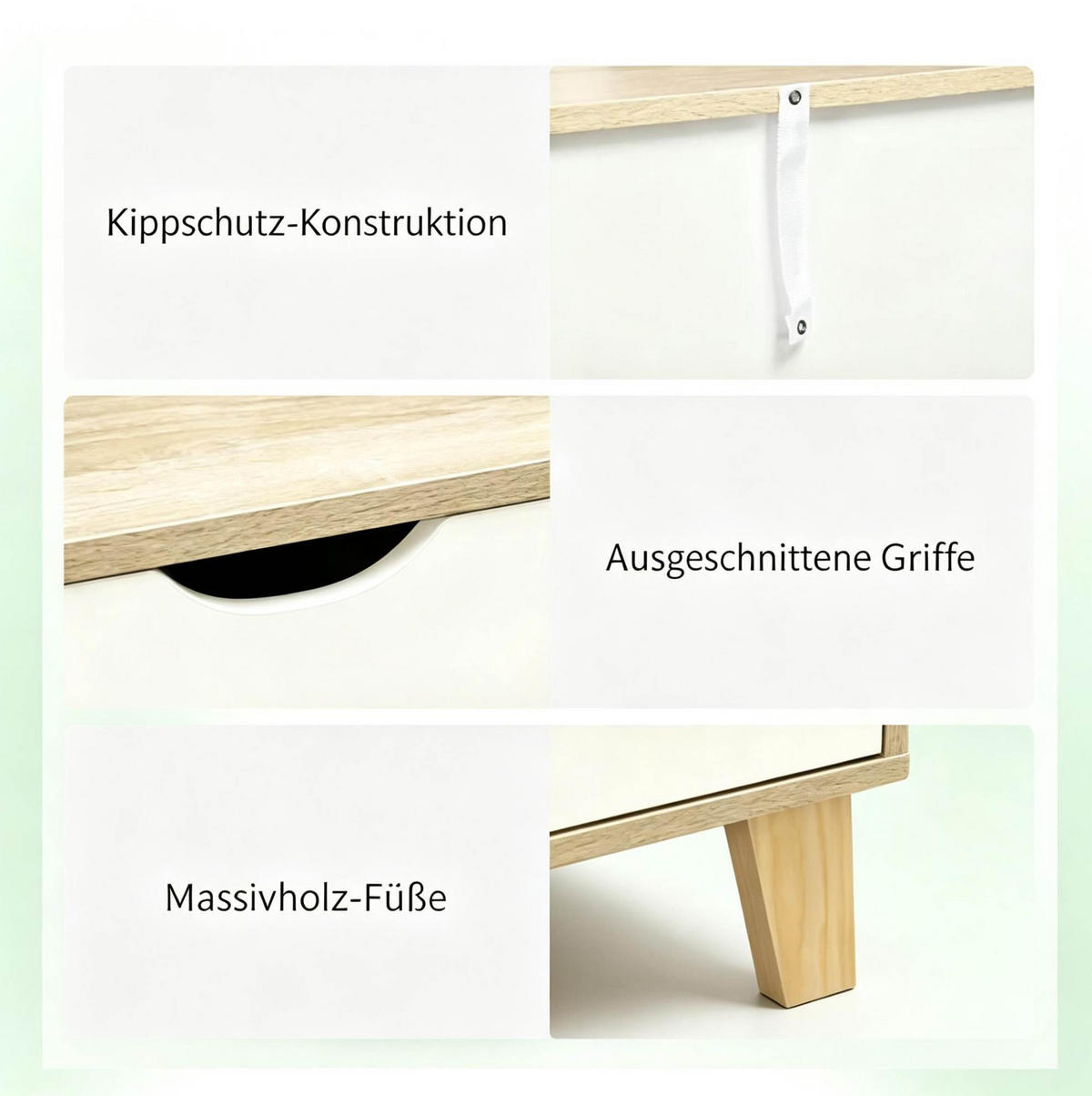 KOMMODE in Weiß und Eiche 120x40x76 cm mit 6 Schubladen - Eichefarben, Holzwerkstoff (40/76/120cm) - IVMEU