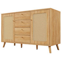 SIDEBOARD DE-37499 140/40/86 cm mit Rattan-Optik Helle Eiche - Eichefarben, Holzwerkstoff (140/86/40cm) - ComfortXL
