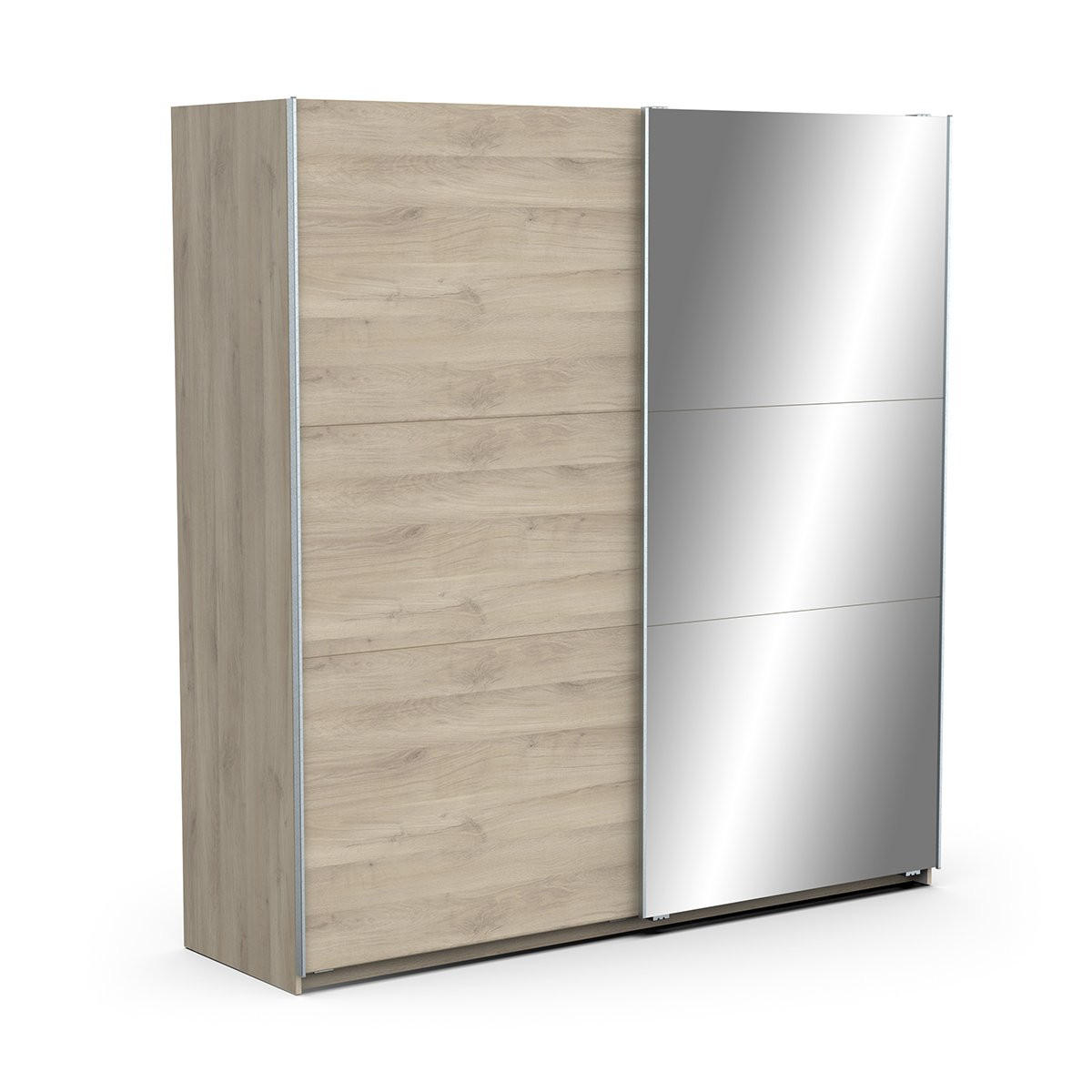 KLEIDERSCHRANK, 2 Schiebetüren mit Spiegel - GHOST - Eiche - 194,5 x 59,9 x 203 cm - Beige, Holz (59.9/203/148cm) - Demeyere