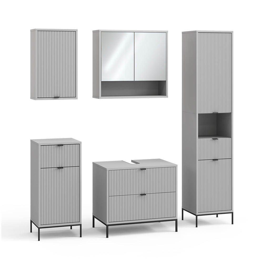 BADMÖBEL-SET Eliza Grau 5 Teile - Grau, Holzwerkstoff (70/63/45.1cm) - Vicco