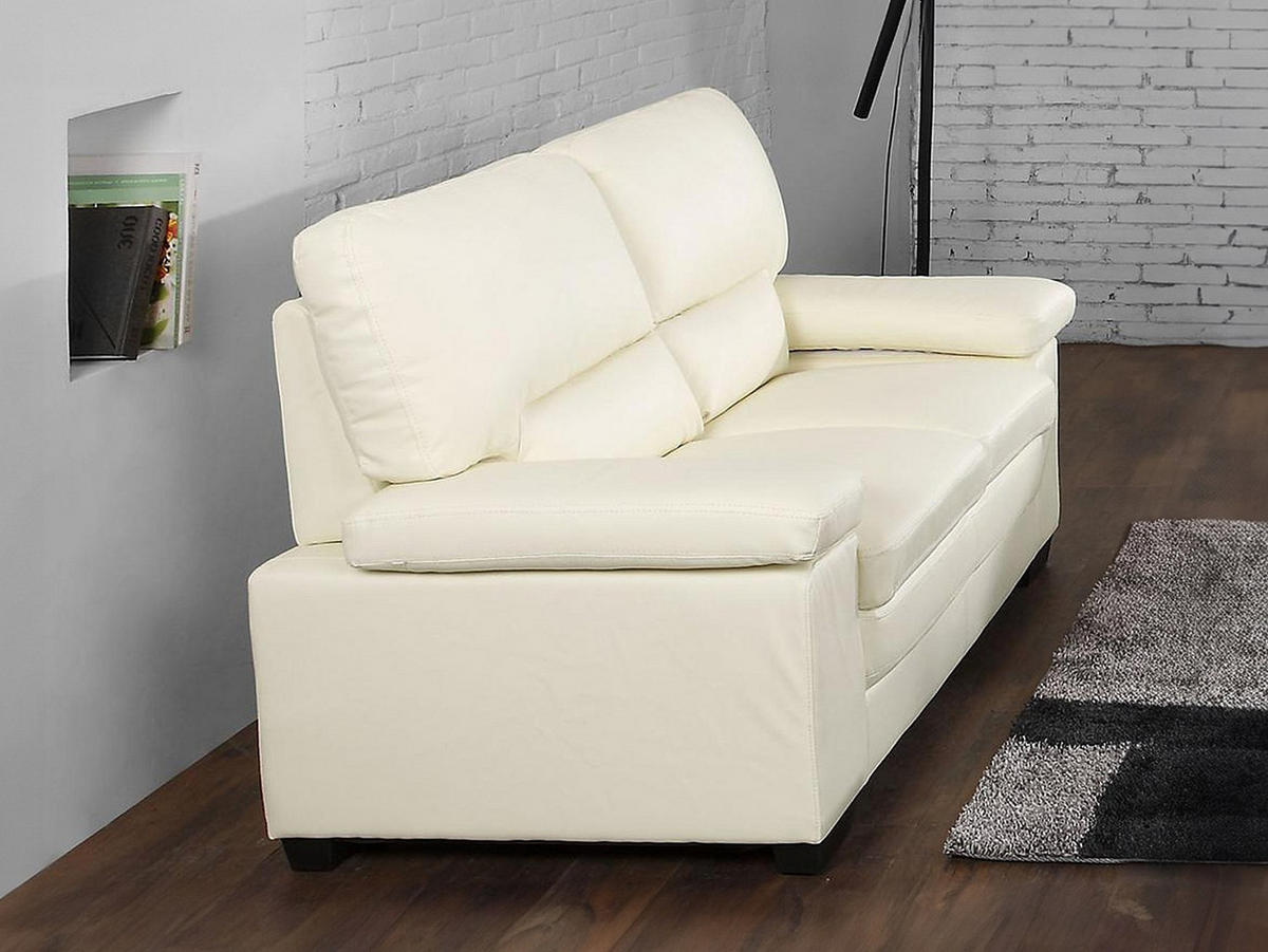 SOFA - 2 Personen - leder - elfenbeinfarben Mimas - Weiß, Leder (162/97/89cm) - Vente-Unique