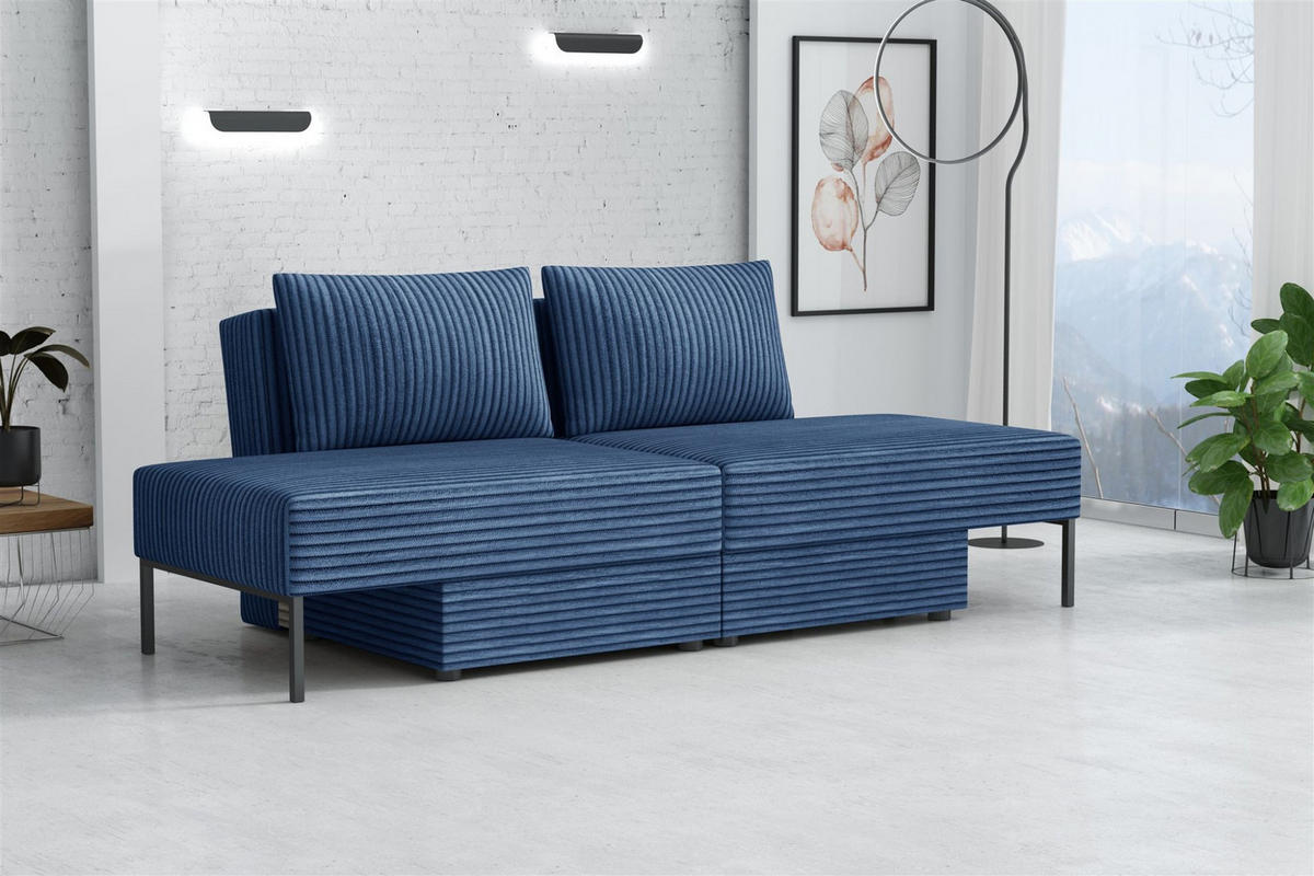 SCHLAFSOFA Gorka - Blau, Holzwerkstoff/Textil (240/87/103cm) - Fun Möbel