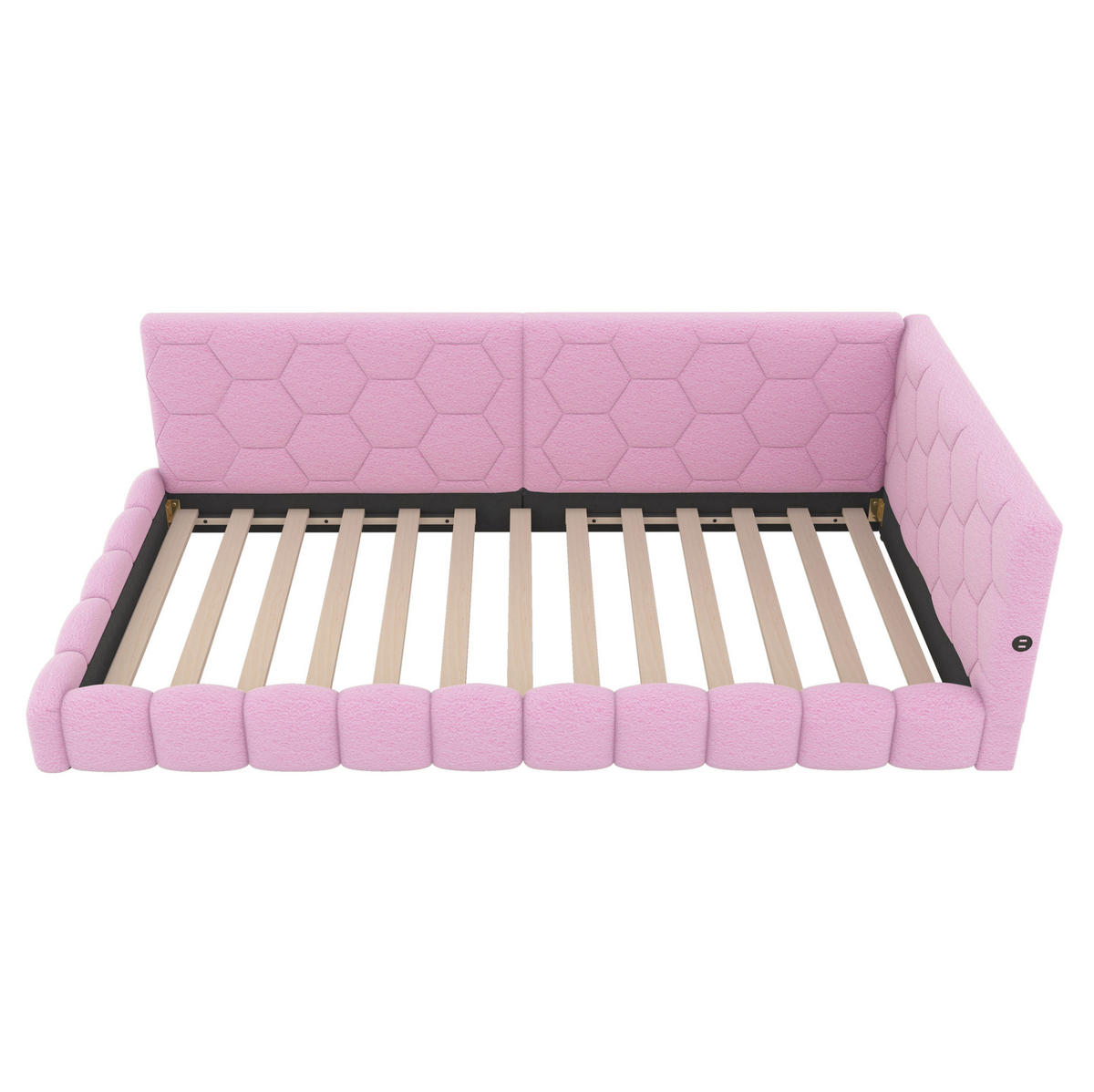 BETT 90/200 cm Rosa aus Vliesimitat und MDF mit LED-Beleuchtung - Rosa, Textil (90/200cm) - OKMYHOME