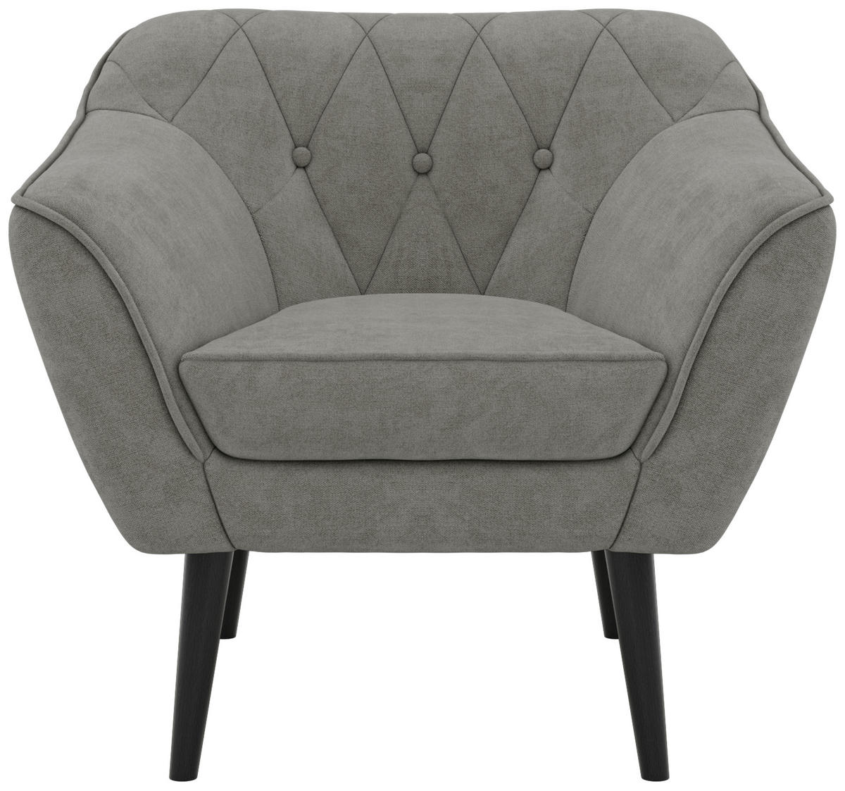 KRESLO PIRS - Sivá Štruktúrovaná látka - Čierne nohy - čierna/sivá, kompozitné drevo/textil (80/75/74cm) - MKS