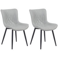STUHL 2er Set Lederlook grau - Schwarz/Grau, Textil/Metall (50/80.5/62cm) - CLP