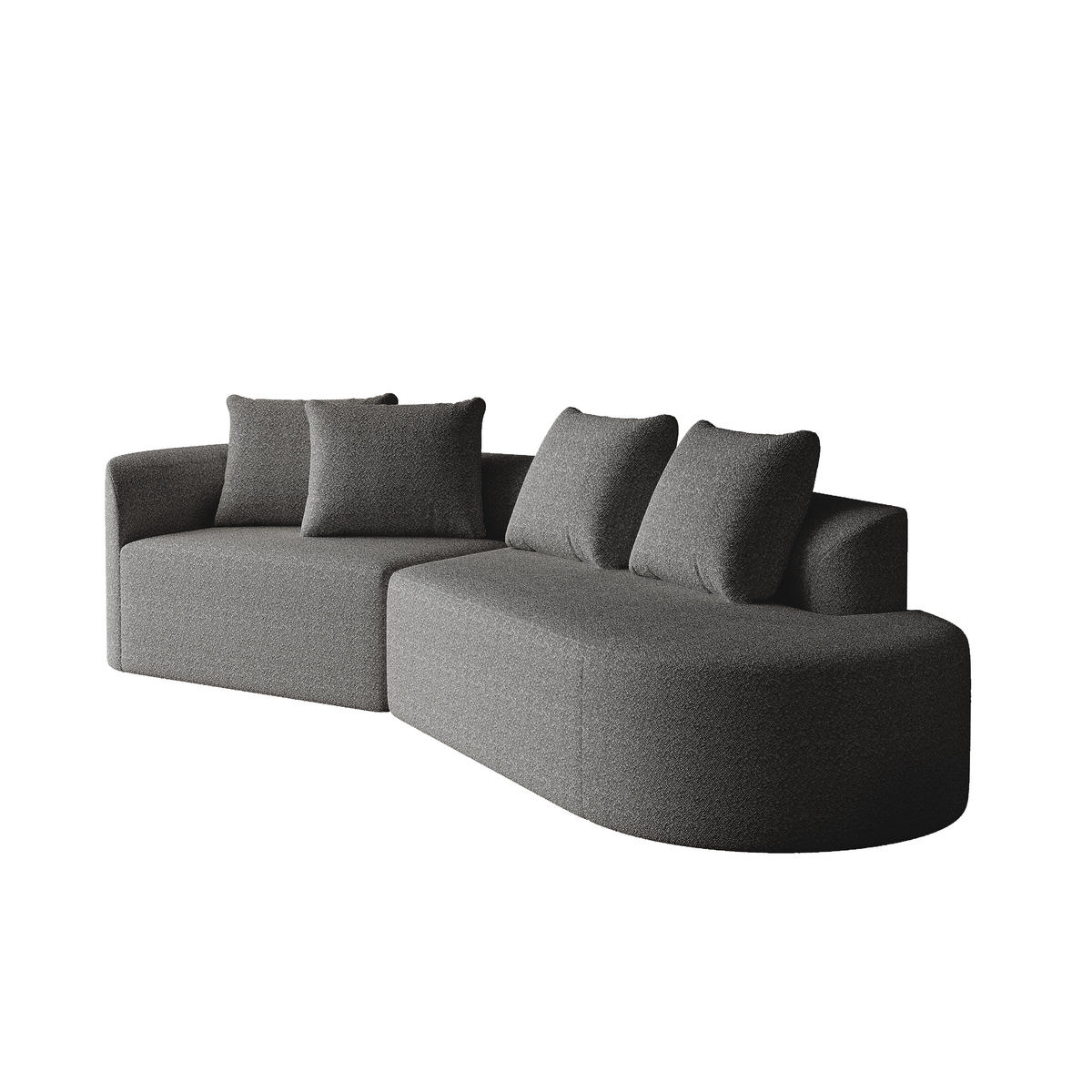 SOFA 4-Sitzer mit luxuriöser Chenille-Polsterung Dunkelgrau 300/100/80 cm - Dunkelgrau, Textil (91.4/81.2/294.4cm) - OKWISH