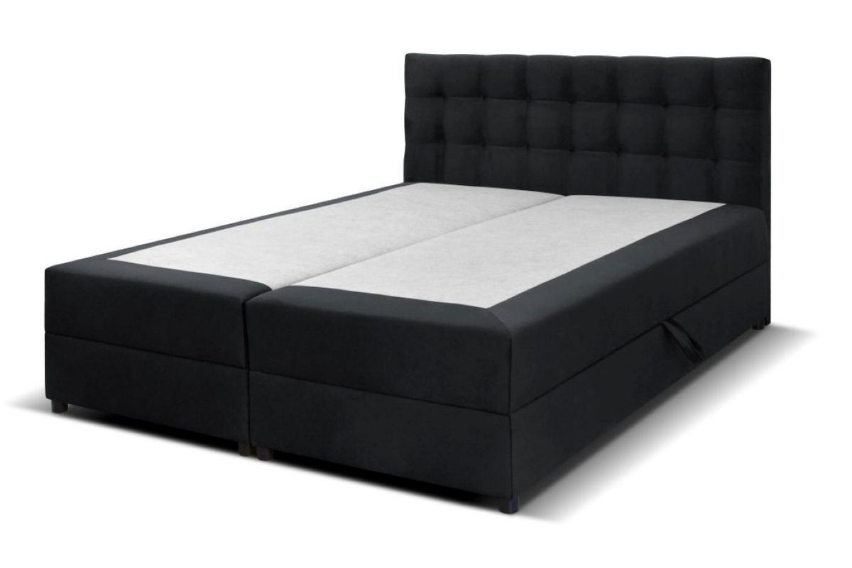 BOXBETT Malmo 200x200 cm mit Topper, zwei Bettkästen und Matratze, schwarz - Schwarz, Kunststoff (200/200cm) - Margaret Hadas24