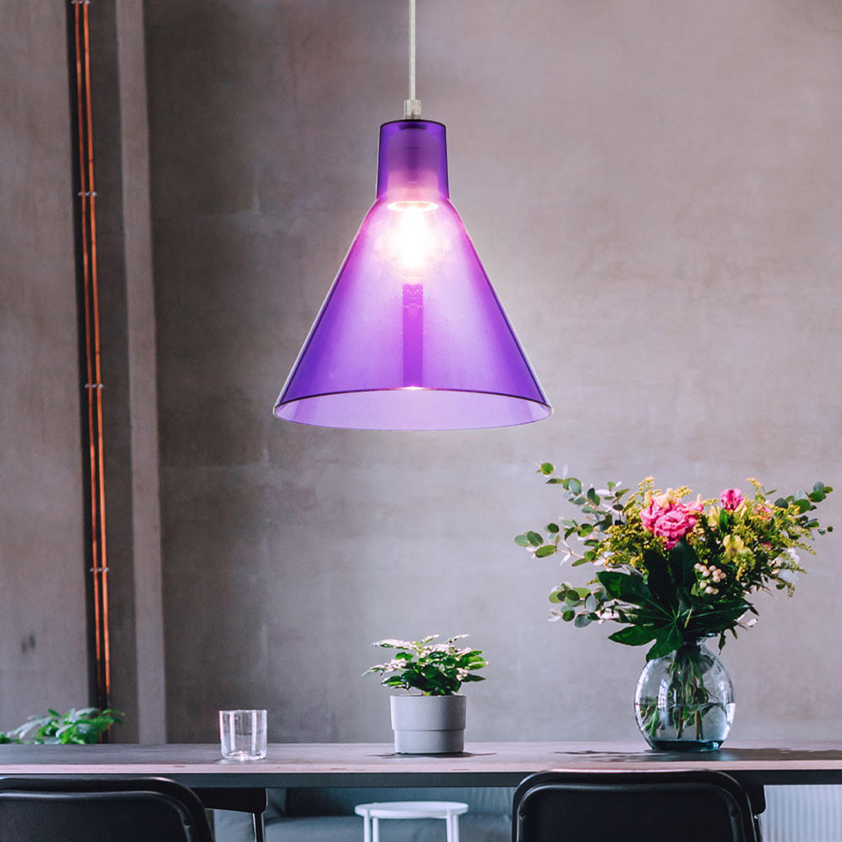 HÄNGELEUCHTE Metall Acryl Lila - Lila, Metall (21.3/21.3/113cm) - Globo Lighting