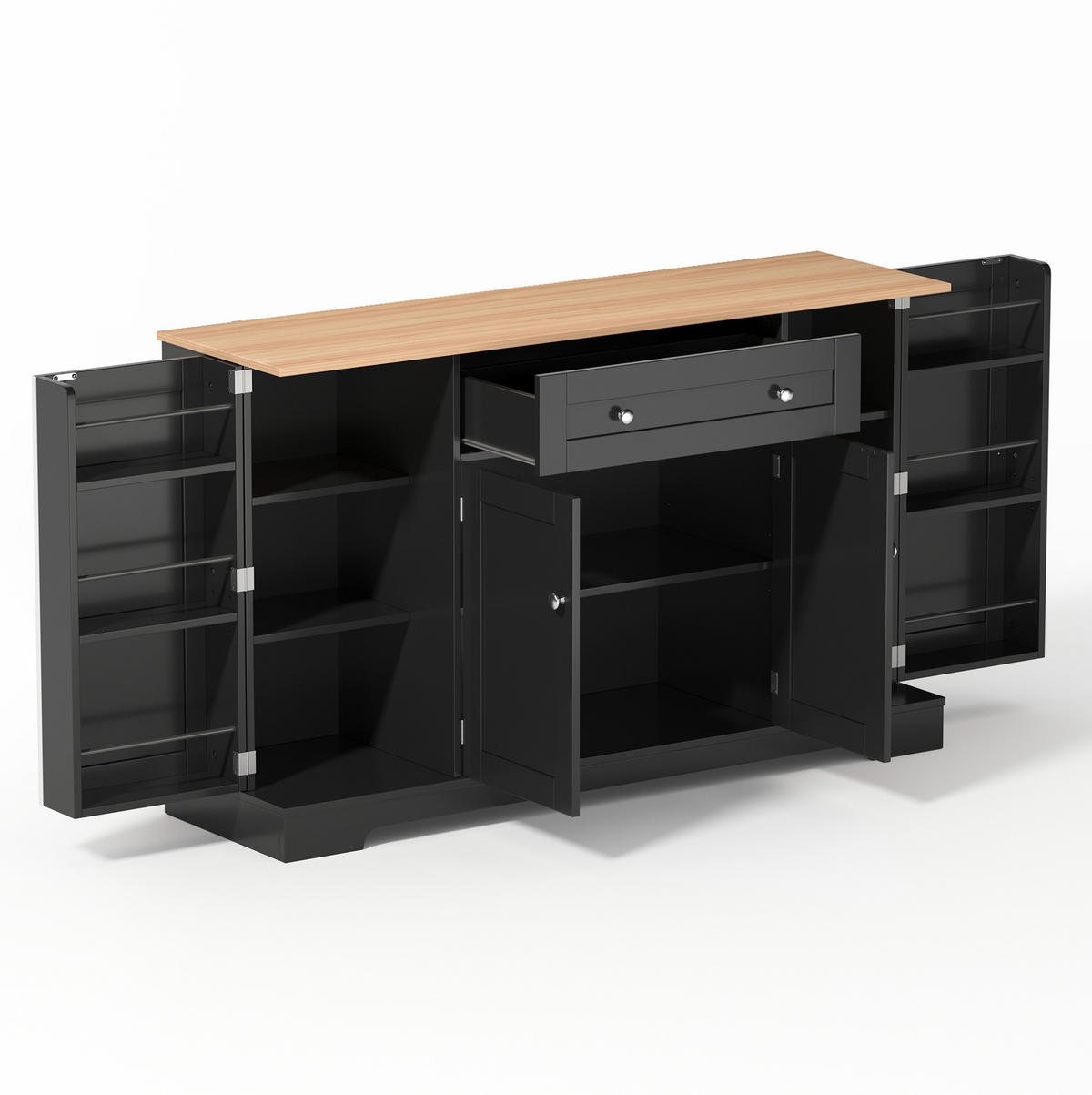 SIDEBOARD 138 cm aus MDF mit verstellbaren Einlegeböden Schwarz - Schwarz, Holzwerkstoff (138/85/40cm) - Modenvie