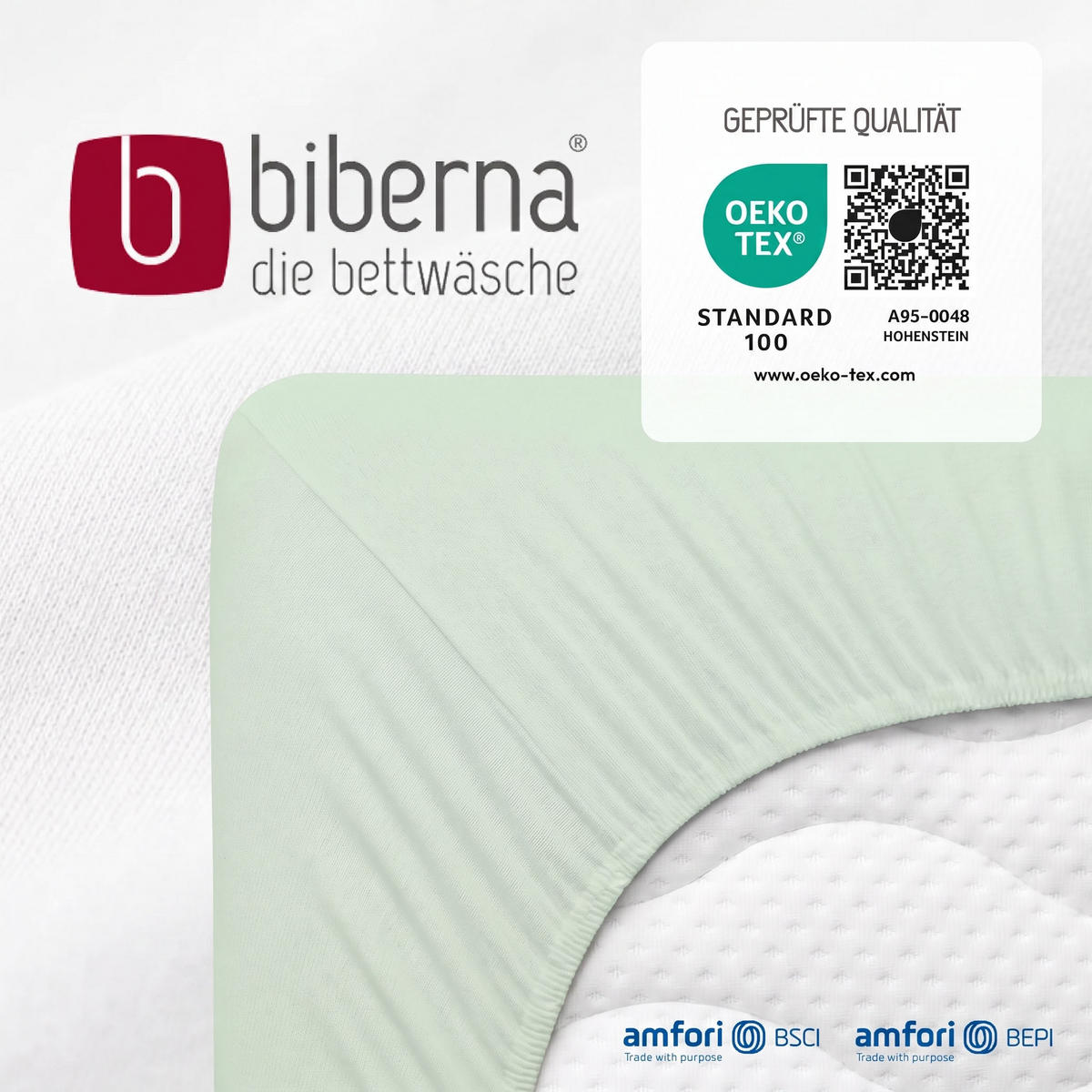 SPANNBETTTUCH Premium Jersey mint, 140x200 cm - 160x200 cm - Mintgrün, Textil (160/200cm) - biberna