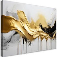 LEINWANDBILD Goldene 3D-Abstraktion 100x70cm - Goldfarben, Textil (100/70cm) - Feeby