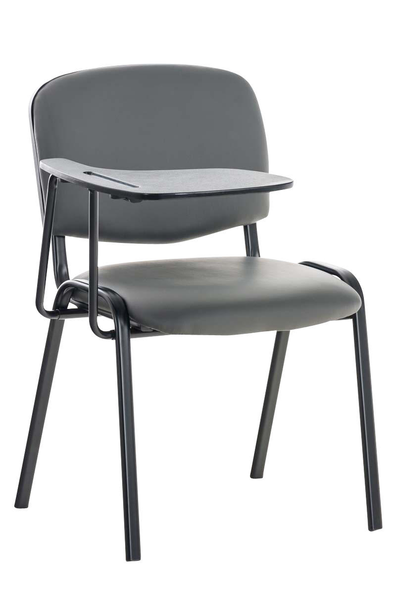 BESUCHERSTUHL Keen mit Klapptisch, Kunstleder mit Gestell Schwarz / Bezug Grau - Schwarz/Grau, Textil/Metall (53/81/53cm) - TPFLiving