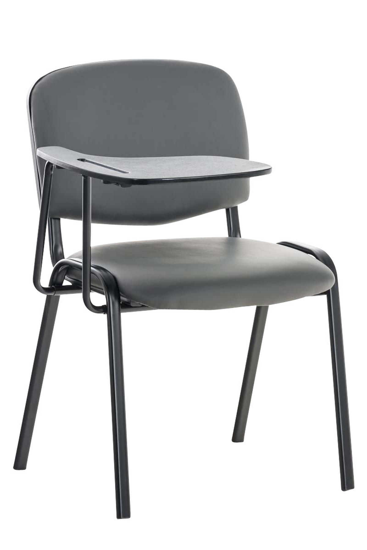 BESUCHERSTUHL Keen mit Klapptisch, Kunstleder mit Gestell Schwarz / Bezug Grau - Schwarz/Grau, Textil/Metall (53/81/53cm) - TPFLiving