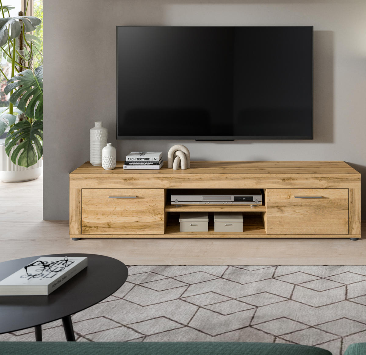 LOWBOARD JAM (B/H/T: ca. 160/37/40 cm) in Wotan Eiche Nachbildung/Wotan Eiche Nachbildung - Eiche Wotan, Holzwerkstoff (160/37/40cm)