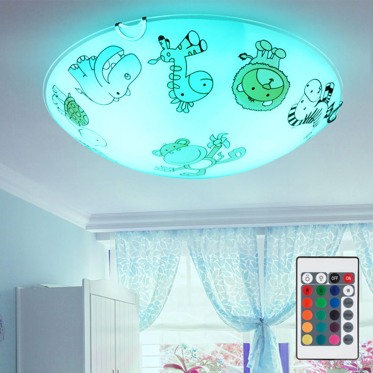 LED DECKENLEUCHTE KIDDY Glas Bunt - Multicolor, Glas (30/30/6.5cm) - Globo Lighting