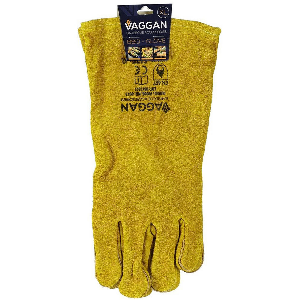 GRILLHANDSCHUHE Leder hitzebeständig 34 cm Gelb - Gelb, Leder (18/2/34cm) - Vaggan BBQ