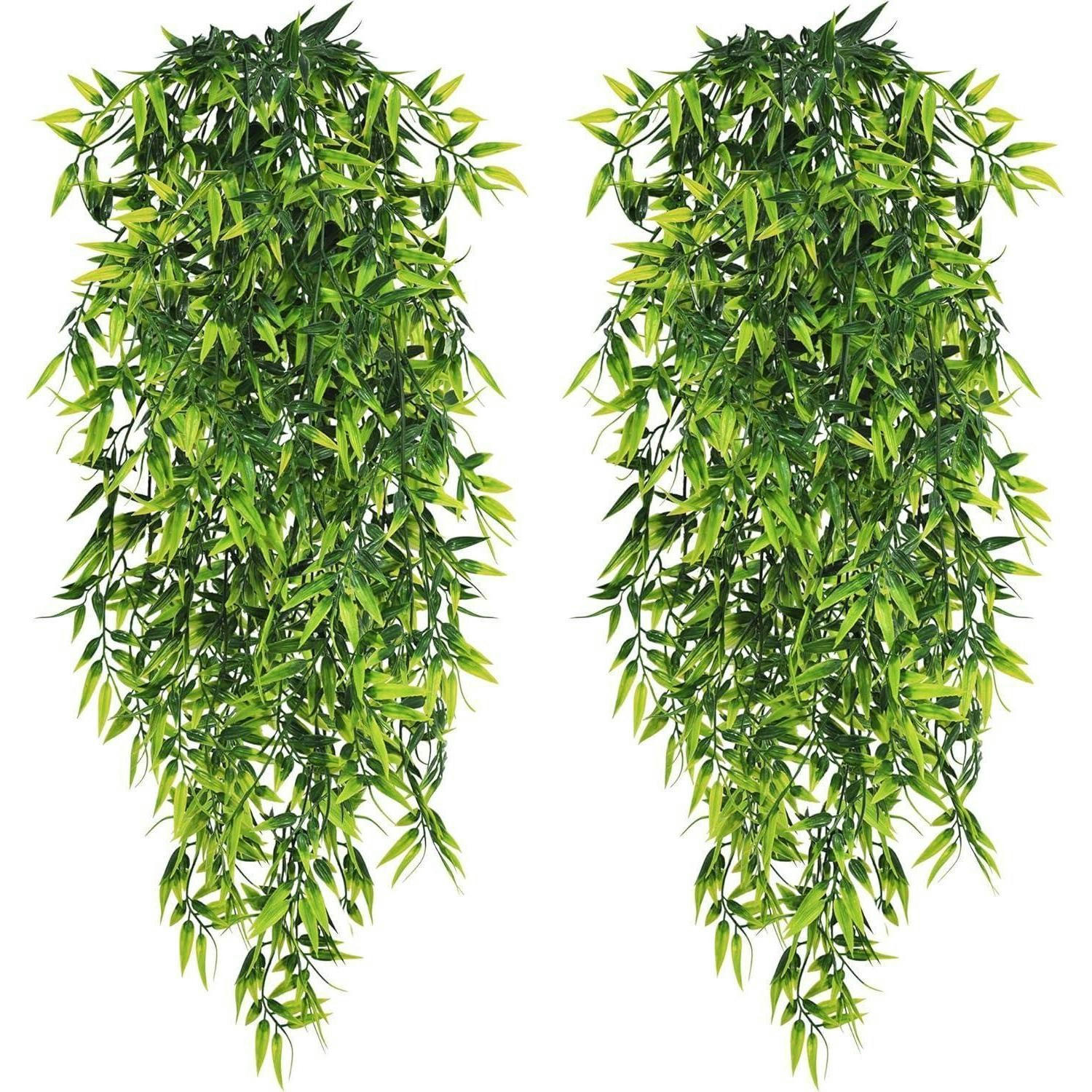 HÄNGEPFLANZE Bambus Blätter 80 cm 4-teiliges Set - Grün, Kunststoff (2cm)