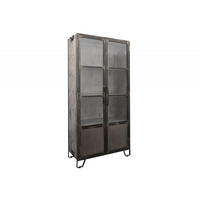 VITRINE Mango 90x40x190 grau lackiert HEAVY INDUSTRY #123 - Grau, Holz (90/190/40cm) - Massivmoebel24