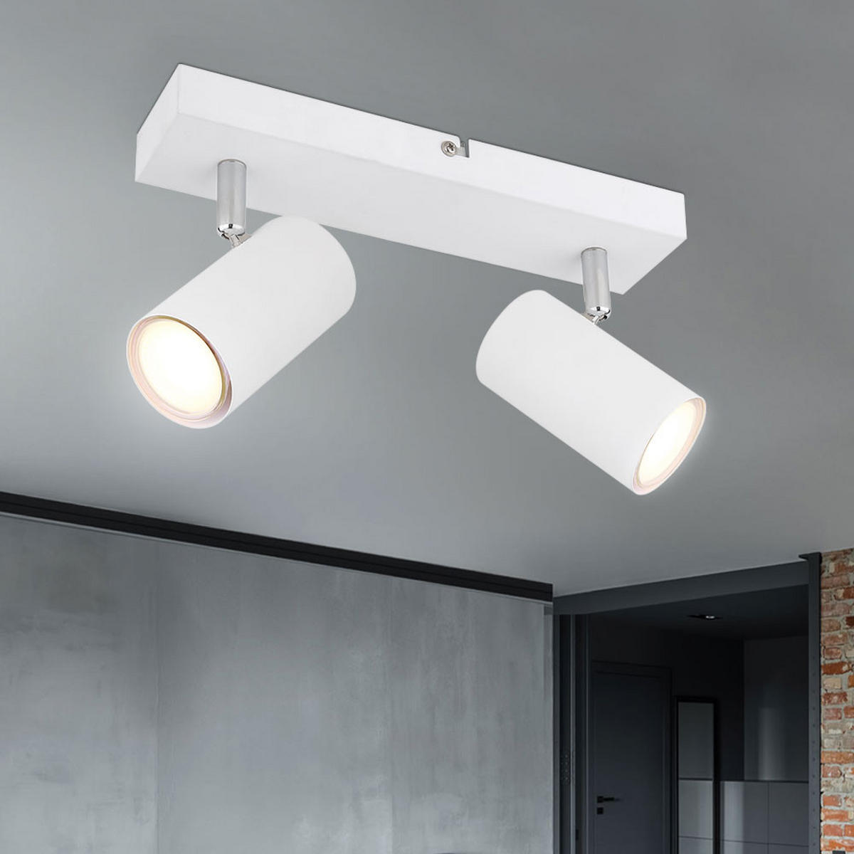 DECKENLEUCHTE Metall Weiß Schwenkbar 2-flammig - Weiß, Metall (26/6/12cm) - Globo Lighting