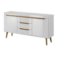 SIDEBOARD Weiß Nordan NKSZ160 Riviera Eiche Mit Regalen - Multicolor, Holzwerkstoff (160/83/40cm) - Sepro Meble