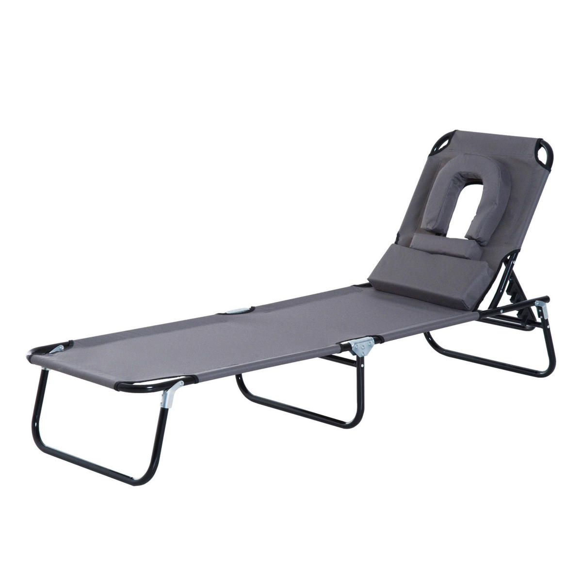 SONNENLIEGE Sonnenliege Klappbare Sonnenliege mit 4-fach verstellbarer Rückenlehne,Tragkraft 120kg，190x56x28cm - Grau, Metall (56/28/190cm) - Vallsero