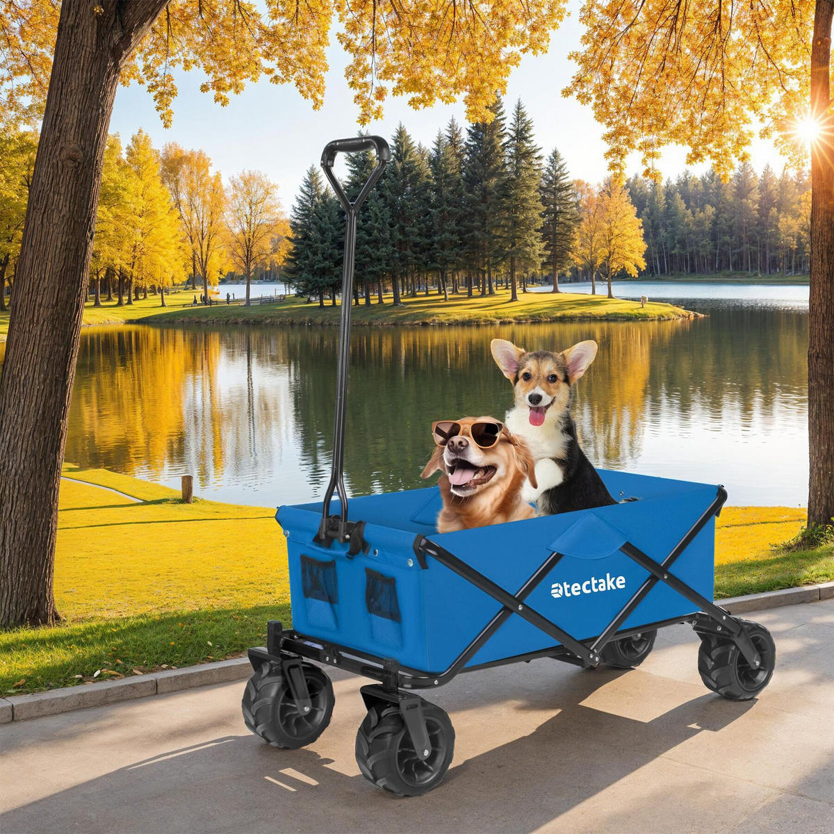 BOLLERWAGEN Heidrun, inklusive Tragetasche, Belastbarkeit 80 kg, blau - Blau, Textil (51/120.5/114cm) - tectake