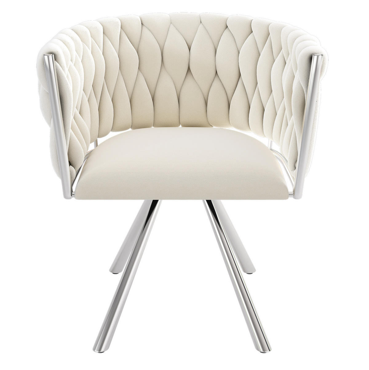 ESSZIMMERSTUHL drehbar Samt Beige Silber 6er-Set - Beige, Metall (54/72/59.1cm) - Meubliv