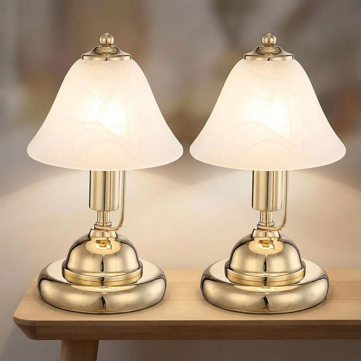 TISCHLEUCHTE Metall Messing Glas 2er Set - Messingfarben, Glas (17/17/27cm) - Globo Lighting