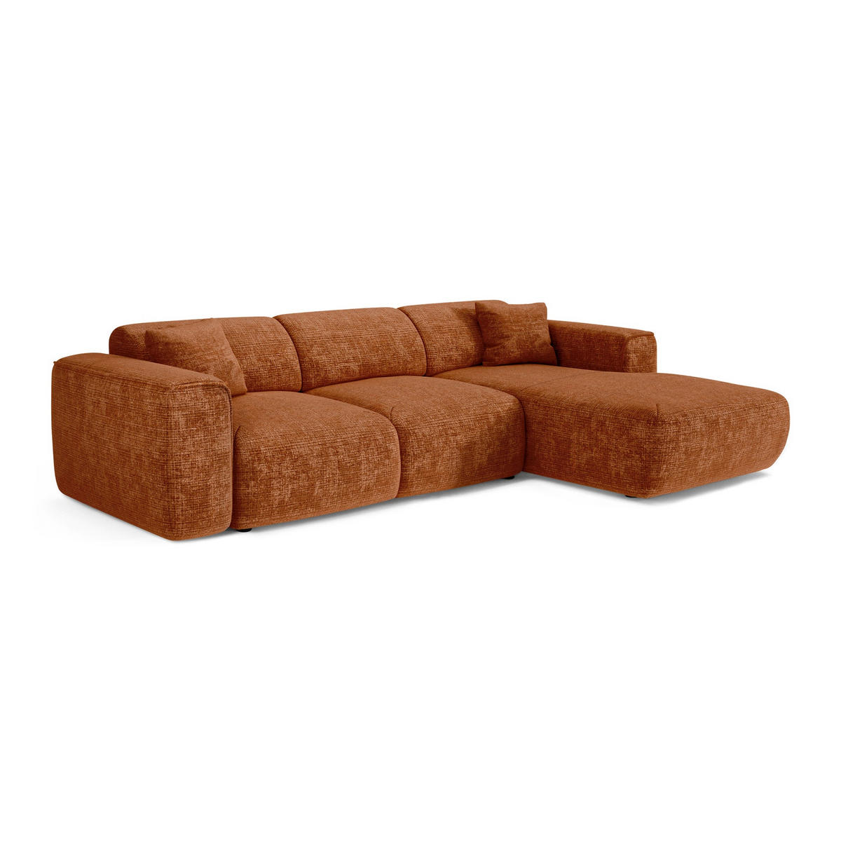 ECKSCHLAFSOFA Geprägter Samt Terracotta 283cm - Dunkelorange/Terracotta, Textil (283/180cm) - Sia Home