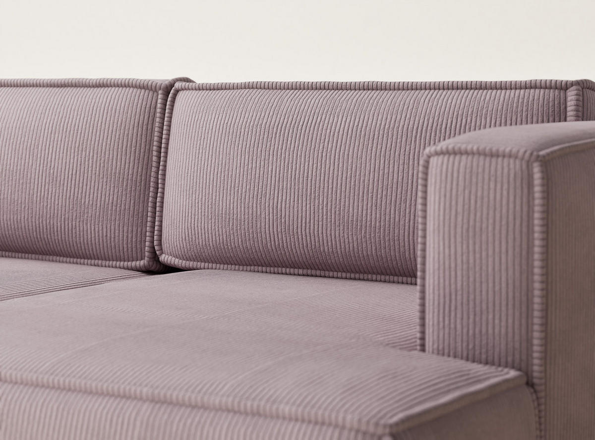 ECKSOFA MIT SCHLAFFUNKTION Velto Lila Samtstoff - Flieder/Schwarz, Holz/Holzwerkstoff (250/152cm) - Maison de Reve