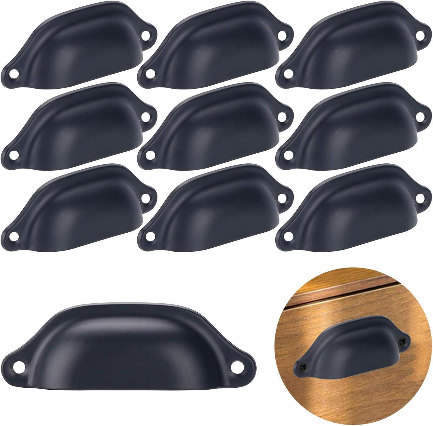 MÖBELGRIFF Schwarz 20er-Set - Schwarz, Metall (1.38/1.65/1.38cm)