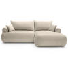 ECKSOFA Ovo Hellbeige mit wasserabweisendem Samtbezug - Ecru/Schwarz, Kunststoff/Textil (260/165cm) - Selsey