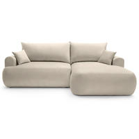 ECKSOFA Ovo Hellbeige mit wasserabweisendem Samtbezug - Ecru/Schwarz, Kunststoff/Textil (260/165cm) - Selsey