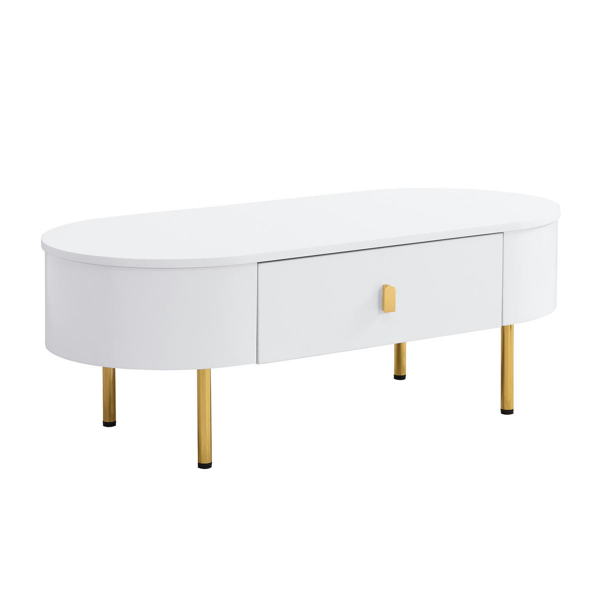 COUCHTISCH aus MDF 108x50x40 cm in Weiß mit 2 Schubladen - Weiß, Holzwerkstoff (108/50/40cm) - Modfu
