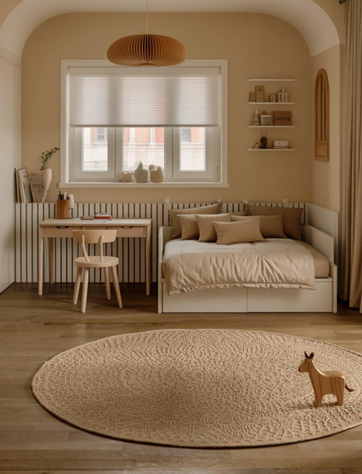 TEPPICH rund skandinavisch gehäkelt beige - Beige, Textil (160/160cm) - AFK Living