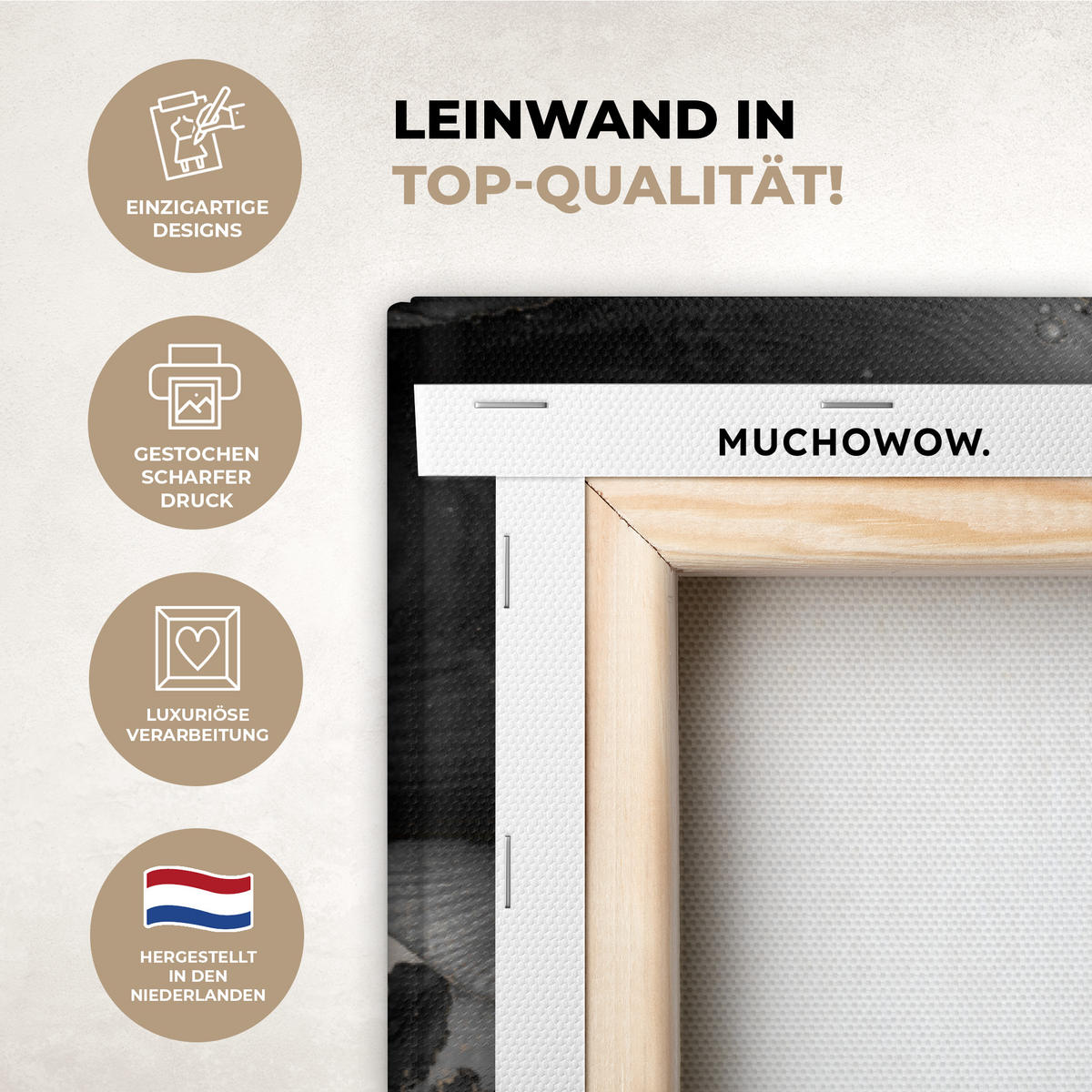 LEINWANDBILD Grau - Luxus - Gold - Marmor Groß 140x90 cm - Dunkelgrau, Textil (140/90cm) - MuchoWow