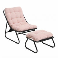 SESSELSET, Relaxsessel mit Hocker,Stahlrahmen,Cord,Rosa - Rosa, Textil/Metall (78/86/65cm) - LVHOM