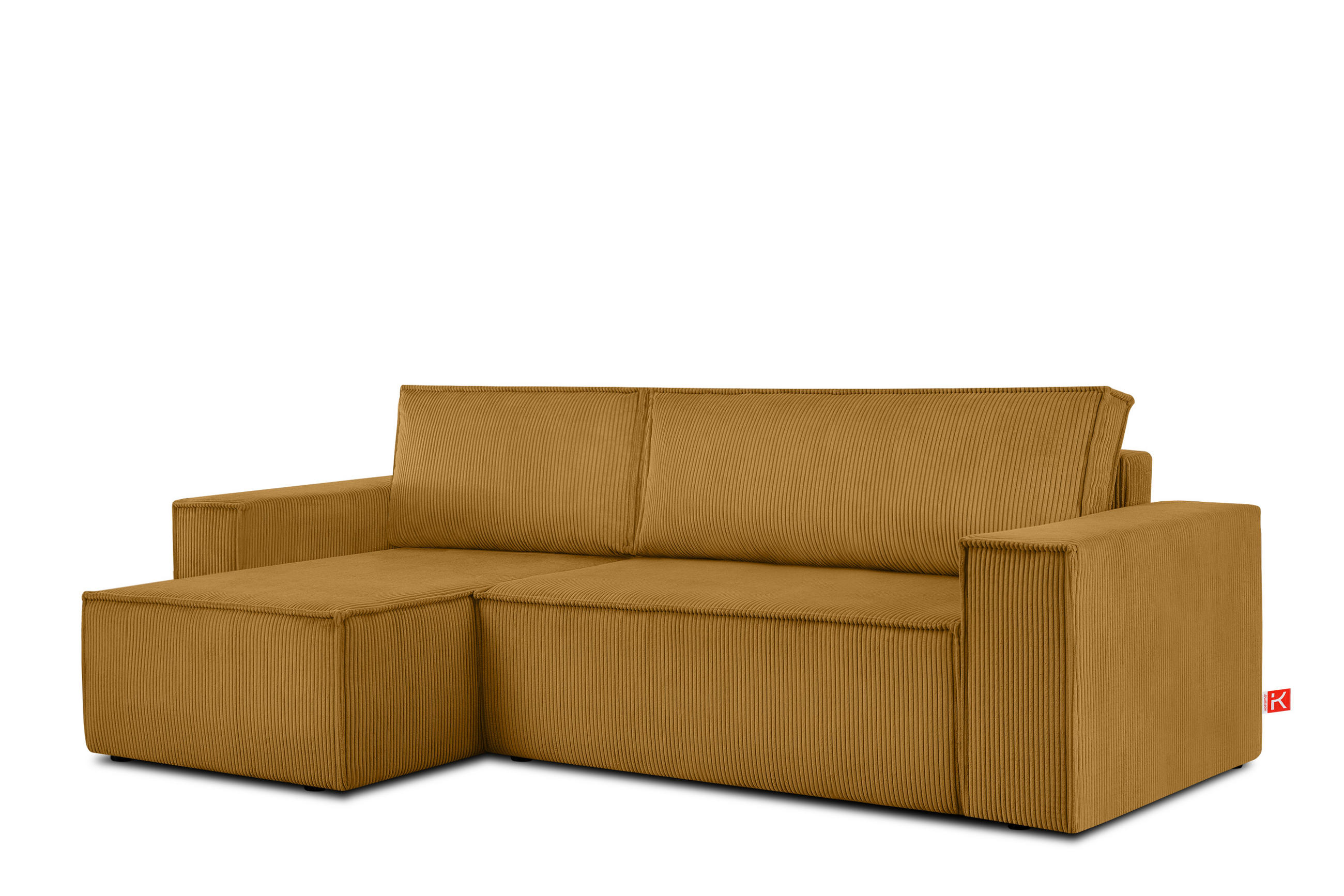 ECKSOFA-LINKS/RECHTS NAPI Schlaffunktion mit Cordbezug, Gelb - Gelb/Schwarz, Textil (262/148cm) - KONSIMO®