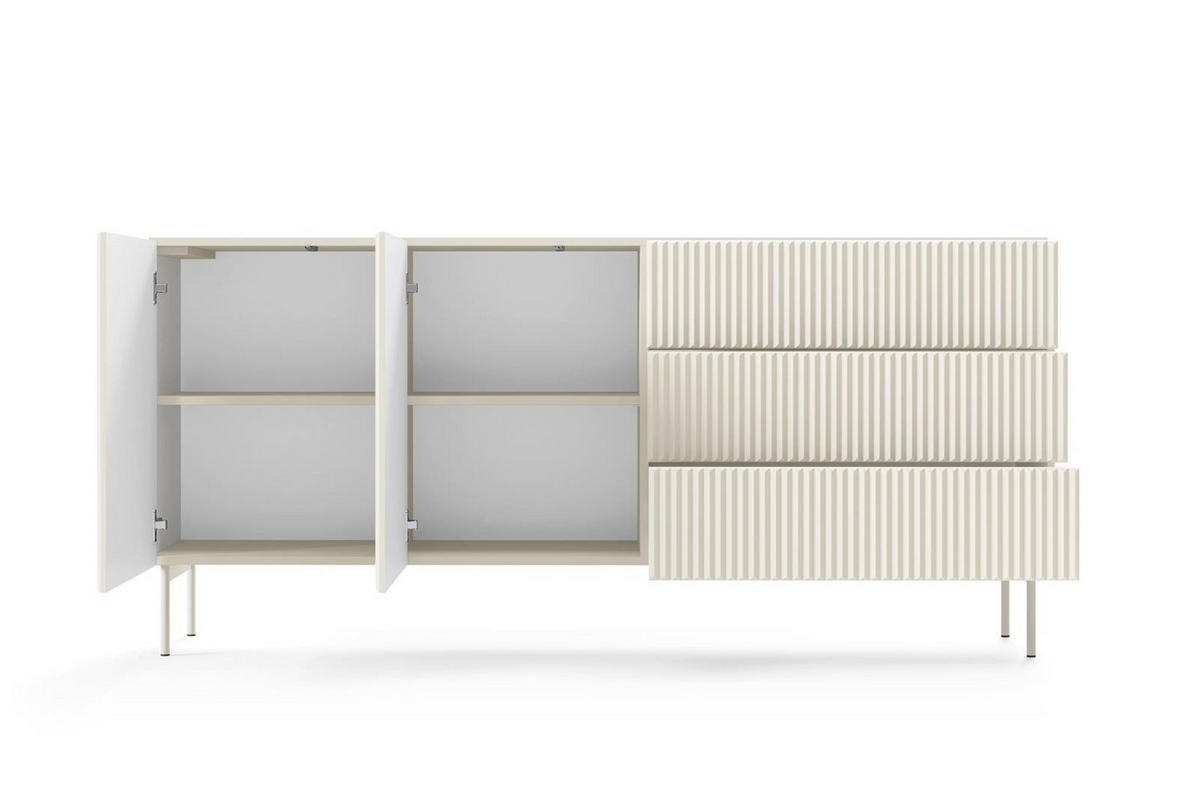 SIDEBOARD Tutti Kaschmir, zweitürige mit Schubladen - Kaschmir, Holzwerkstoff/Metall (177/81/40cm) - Bettso