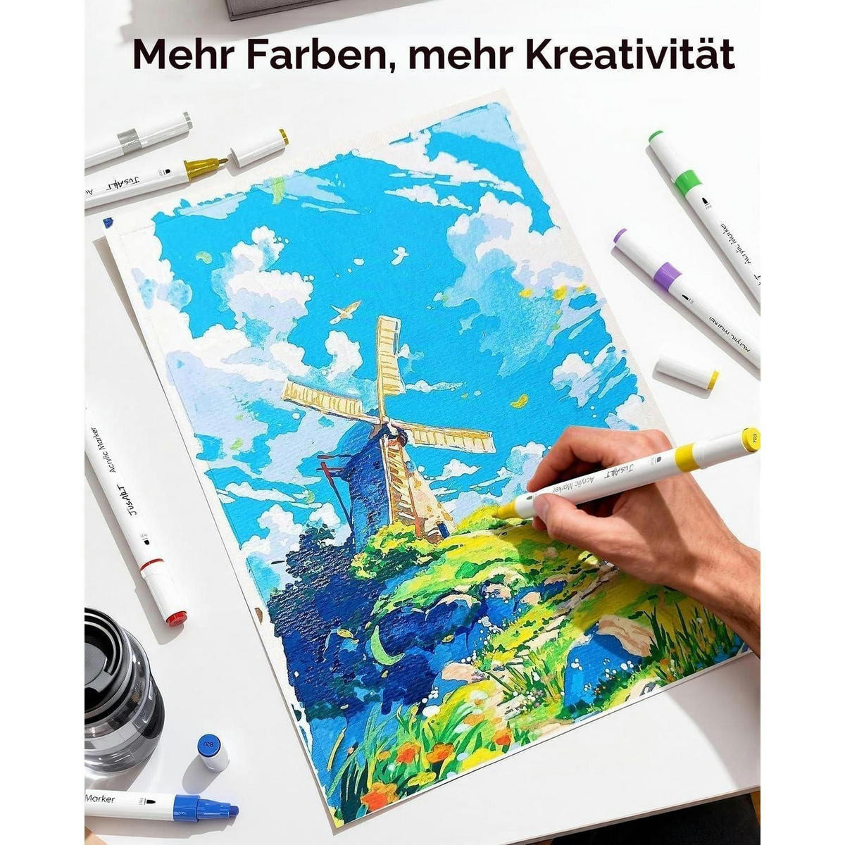 ACRYLSTIFTE 36er Set Doppelspitze Wasserfest - Multicolor, Kunststoff (10/8/15cm)