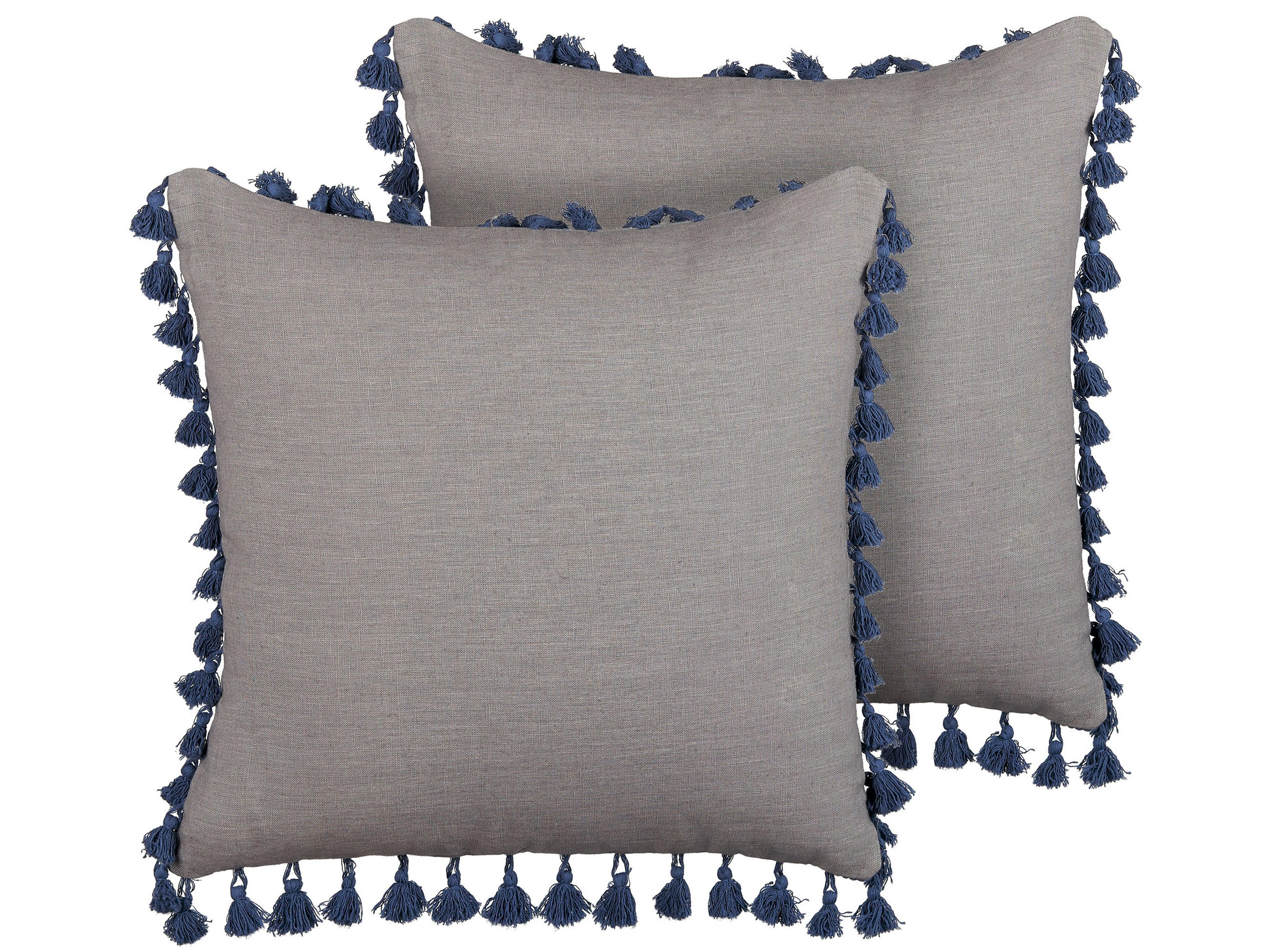 DEKOKISSEN 2er-Set Grau 45/45 cm Carpinus - Grau, Naturmaterialien/Textil (45/45cm) - Beliani