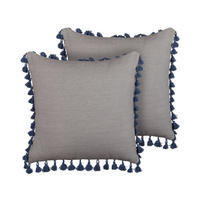 DEKOKISSEN 2er-Set Grau 45/45 cm Carpinus - Grau, Naturmaterialen/Textil (45/45cm) - Beliani