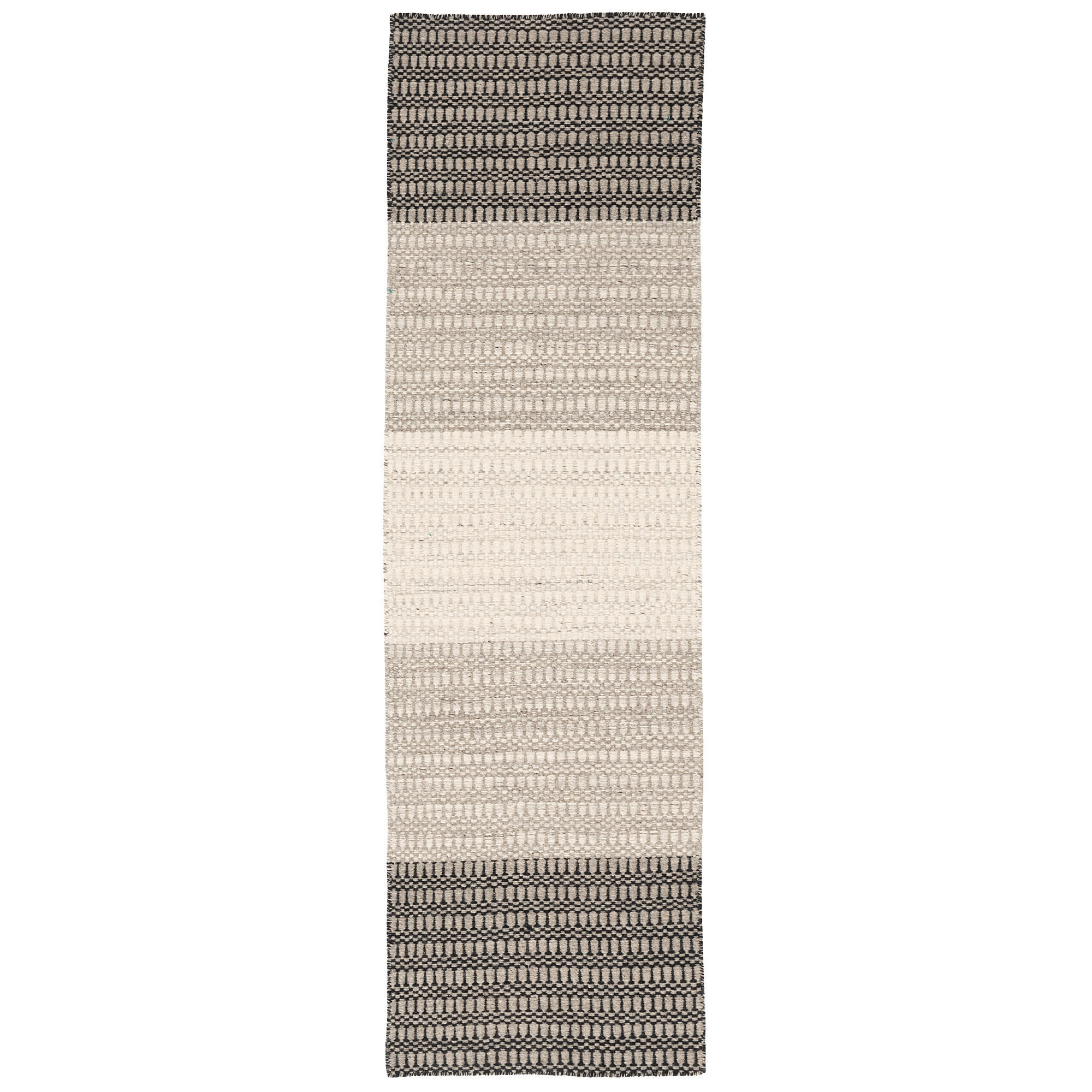 NATUR TEPPICH LÄUFER WOLLE SKANDI STRIPES - Creme/Grau, Textil (90/160cm) - Pergamon