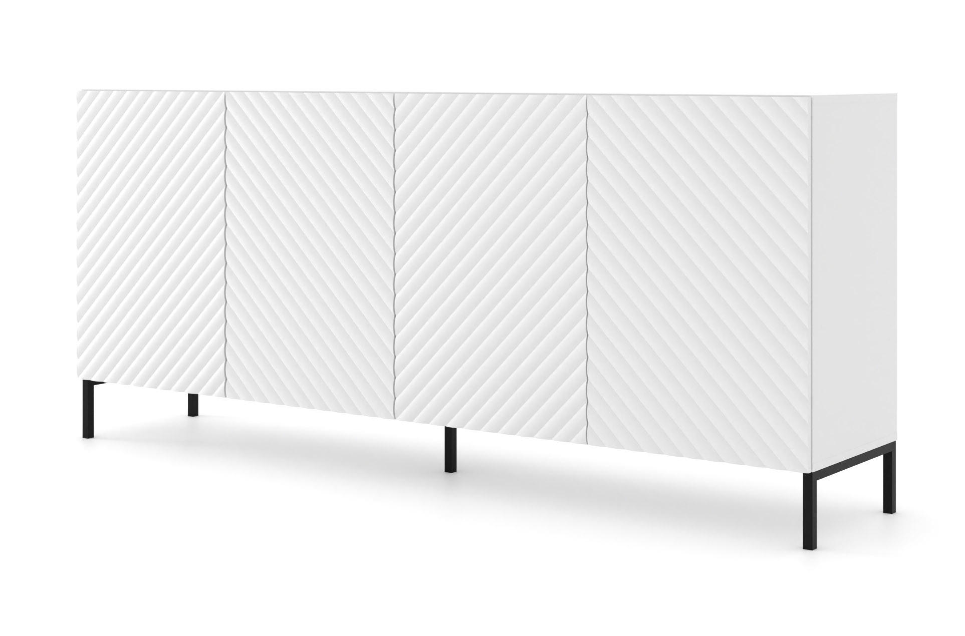 KOMMODE Weiß, Schwarz 200/87/42 - Schwarz/Weiß, Holzwerkstoff (200/87/42cm) - RAUMHIRSCH FURNITURE