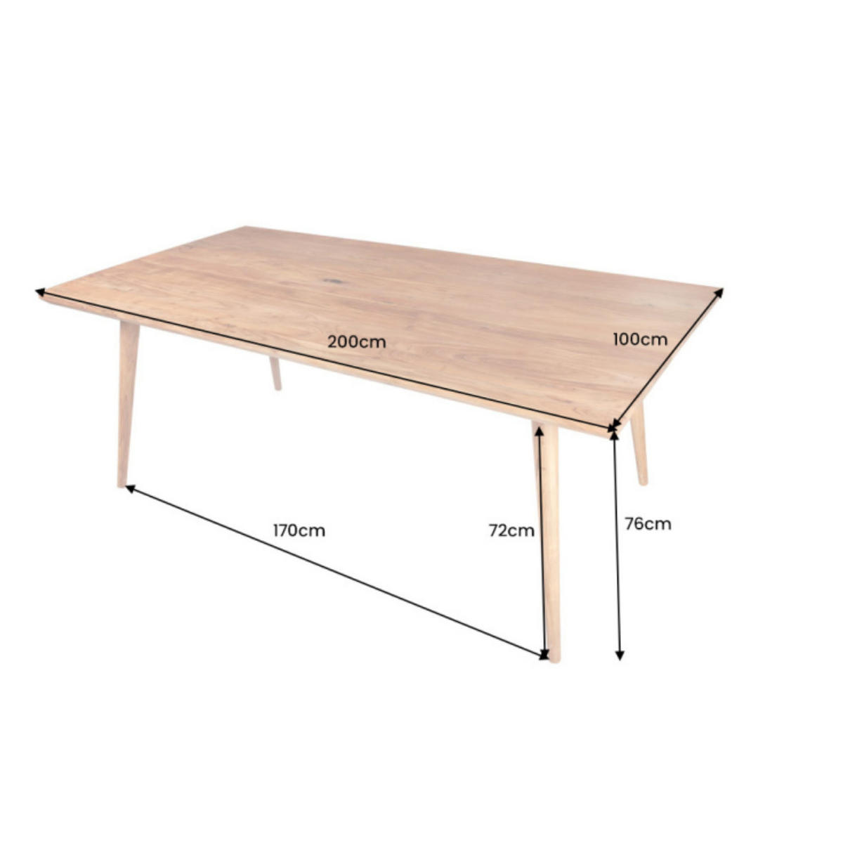 ESSTISCH MYSTIC LIVING Akazie Natur 200cm - Braun, Holz (100/200/76cm) - riess-ambiente