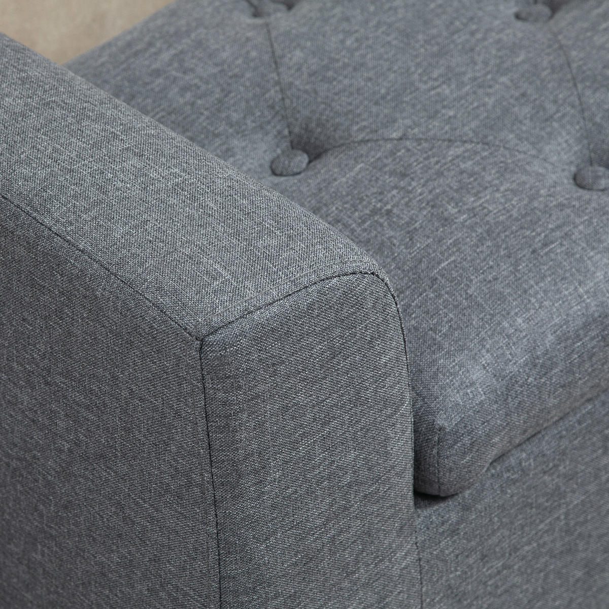 TRUHENBANK DE-07137 Leinenoptik, Kautschukholz, bis 130 kg Hellgrau - Hellgrau/Schwarz, Holz/Textil (44/58/116cm) - ComfortXL