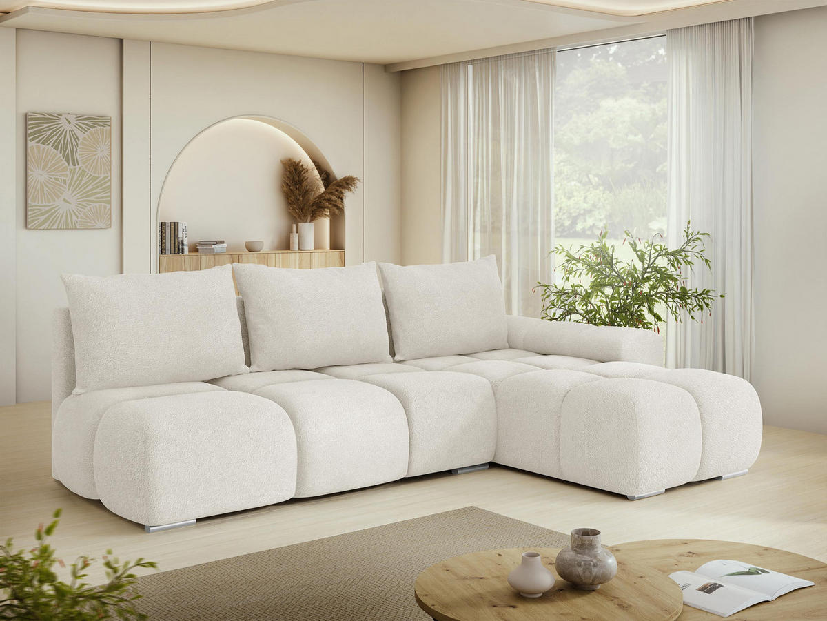 ECKSOFA Bestii, Seite: Rechts - Creme/Schwarz, Holz/Kunststoff (270/183cm) - MIRJAN24