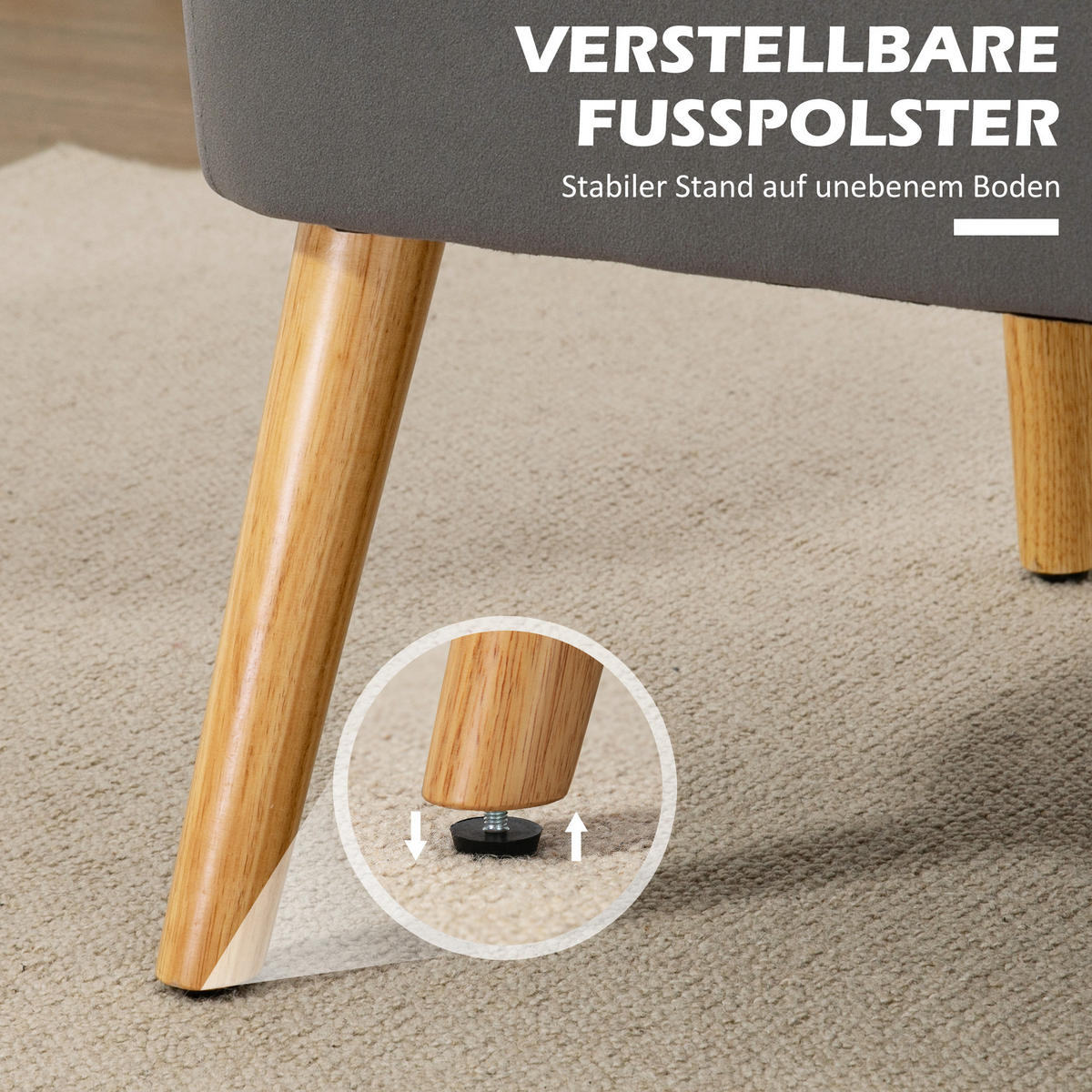 2-SITZER Sofa Zweisitzer, Loveseat mit Leinenoptik, Doppelsofa mit Holzbeine - Dunkelgrau/Graubraun, Holz/Textil (56.5/77/117cm) - HOMCOM