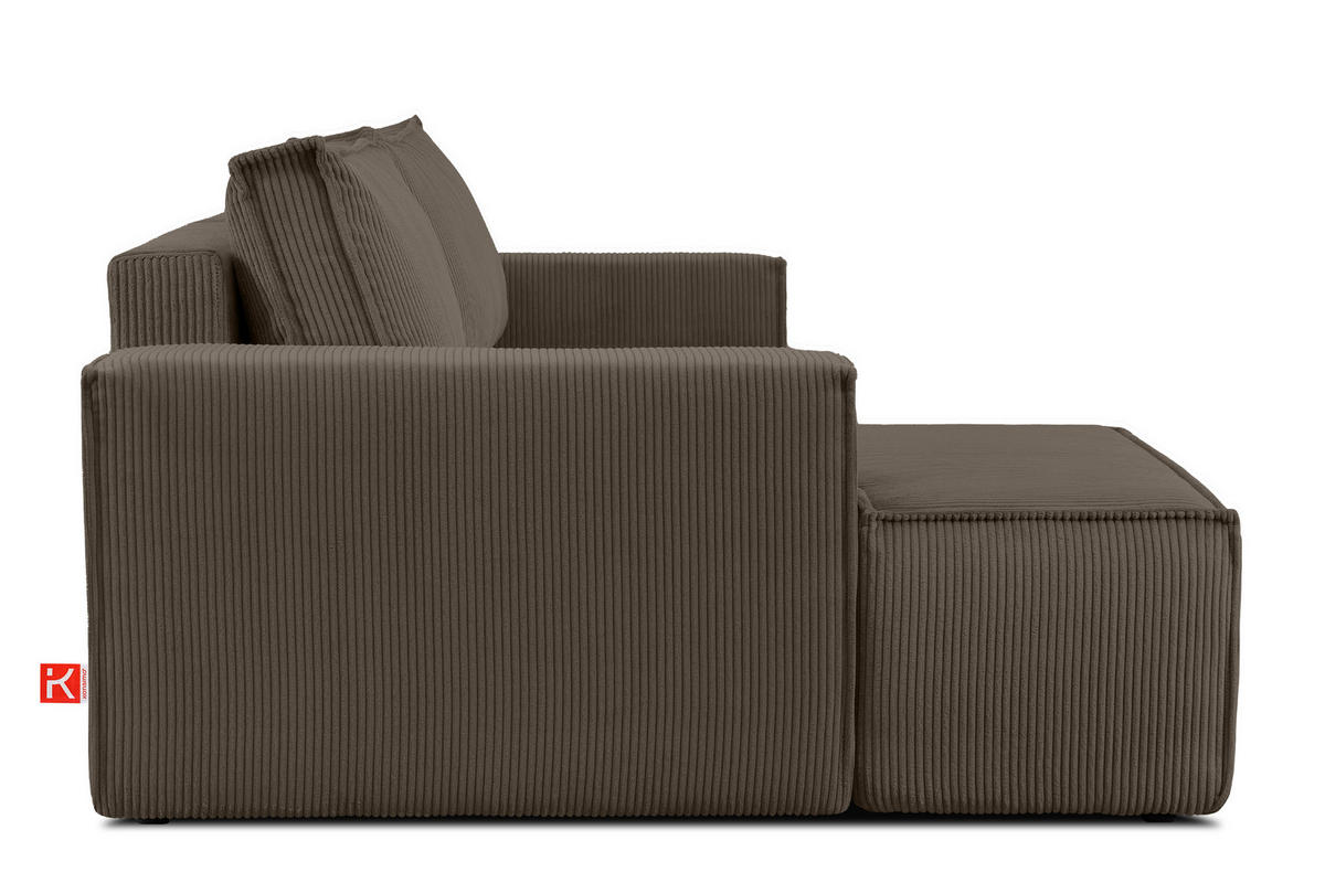 ECKSCHLAFSOFA-LINKS NAPI in Pet Friendly Cord-Stoff, braun - Schwarz/Braun, Textil (262/148cm) - KONSIMO®